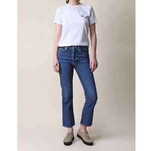 Eve Denim The Jane in Malibu Wash Blue Cotton Straight Leg Boot Cut Crop Jean 26